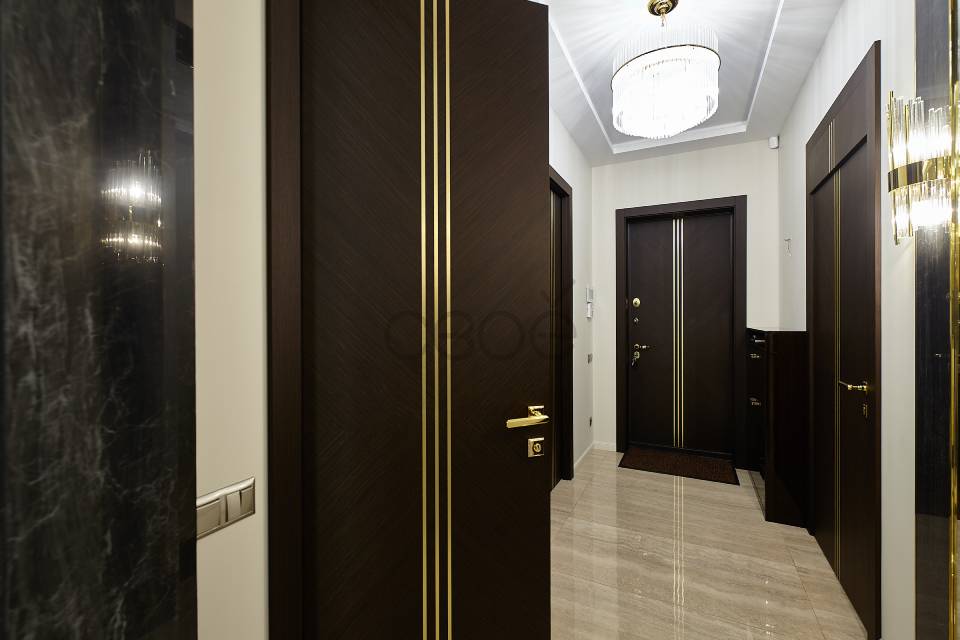 Двери «Невада» в темном шпоне – контрастное решение для светлого интерьера